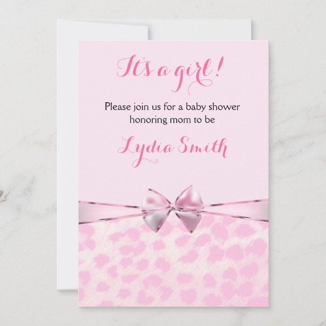 Invitation pour une baby shower fille avec un arc  (Devant)