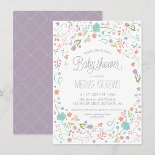 Invitation pour une Baby Shower - Fleurs jolies, F