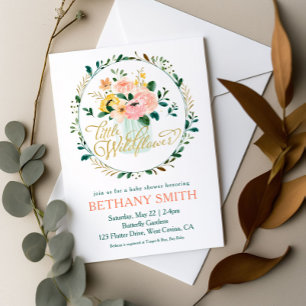 Invitation pour une Baby Shower Florale Petite Fle