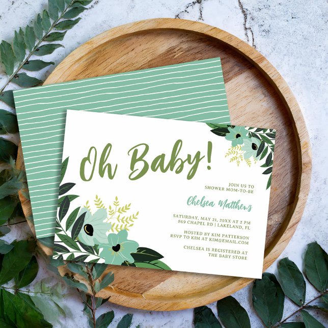 Invitation pour une Baby Shower Florale Tropicale (Créateur téléchargé)