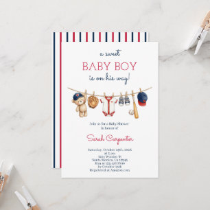 Invitation pour une Baby Shower Garçon de Baseball