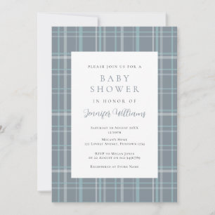 Invitation pour une Baby Shower Garçon Plaid Simpl