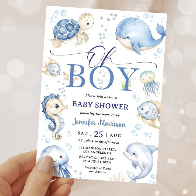 Invitation pour une Baby Shower Garçon sous l'Océa (Créateur téléchargé)