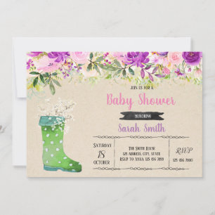 Invitation pour une baby shower jardin secret