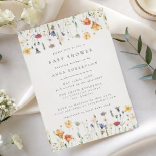 Invitation pour une Baby Shower Pastel Boho Wildfl