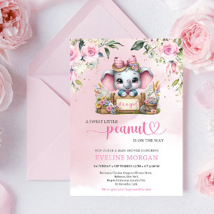 Invitation pour une baby shower : petite éléphante