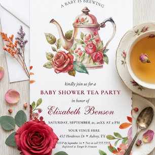 Invitation pour une Baby Shower Tea Party 'Un bébé