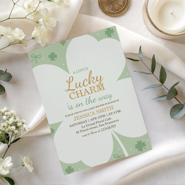 Invitation pour une Baby Shower Thème Trèfle Chanc (Créateur téléchargé)