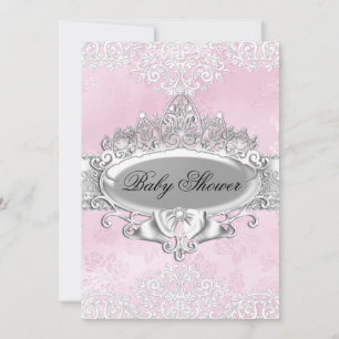 Invitation pour une baby shower Tiara & Damask Ros