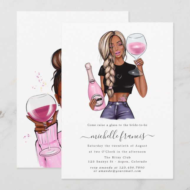 Invitation pour une dégustation de vin à la douche (Devant / Derrière)