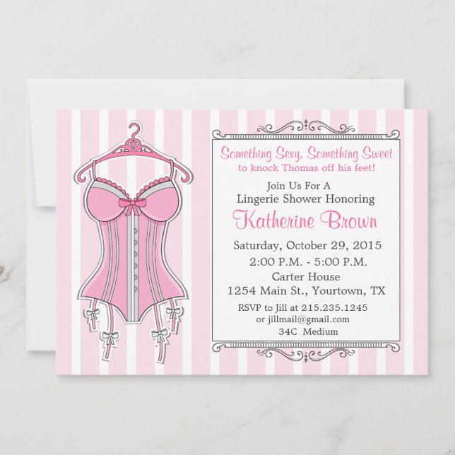 Invitation pour une douche de mariée lingerie (Devant)