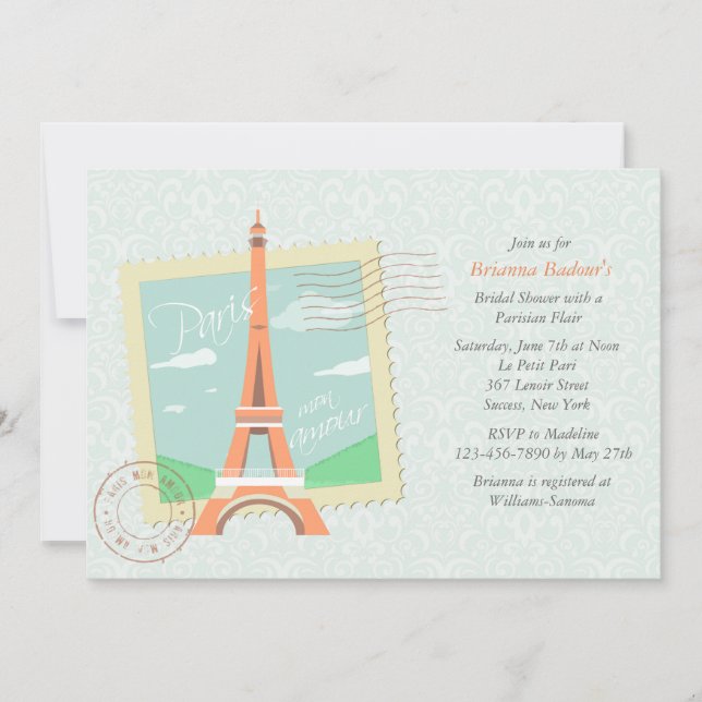Invitation pour une douche nuptiale Paris Mon Amou (Devant)