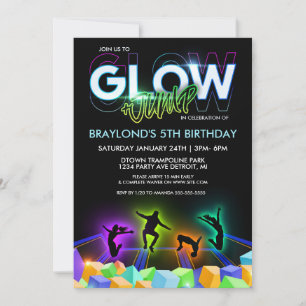Invitation pour une fête au Glow Trampoline Park