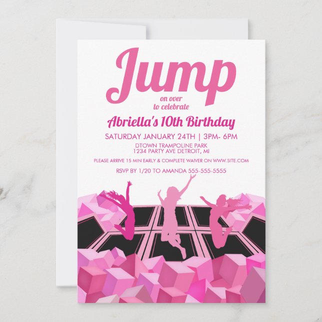 Invitation pour une fête au parc de trampoline Pin (Devant)