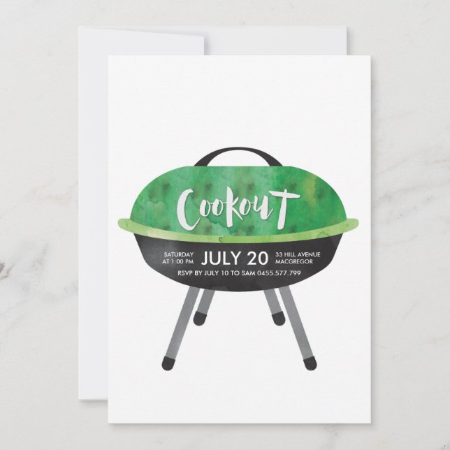 Invitation pour une fête BBQ en plein air (Devant)