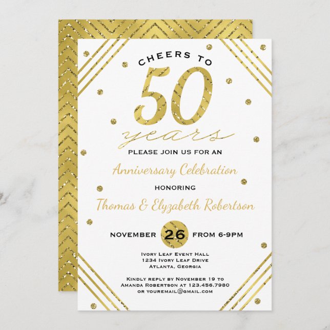 Invitation pour une fête d'anniversaire 50 ans, Fa (Devant / Derrière)