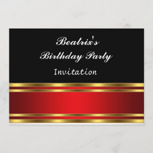 Invitation pour une fête d'anniversaire Black Red 