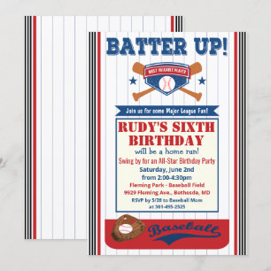 Invitation pour une fête d'anniversaire de basebal