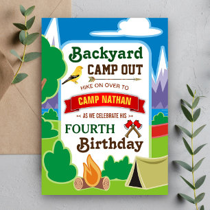 Invitation pour une fête d'anniversaire de camping