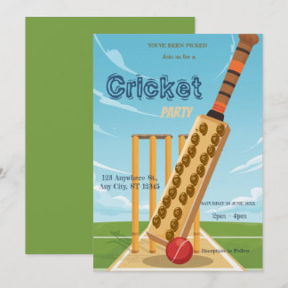 Invitation pour une fête d'anniversaire de cricket