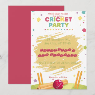 Invitation pour une fête d'anniversaire de cricket