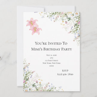 Invitation pour une fête d'anniversaire de jardin 