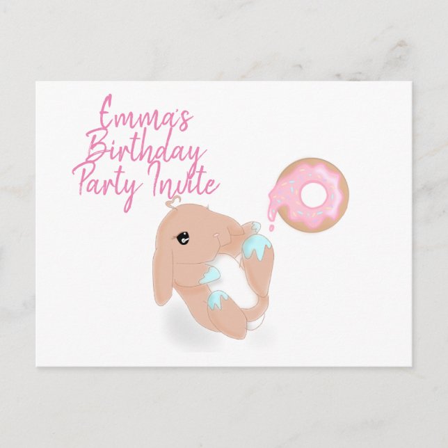 Invitation pour une fête d'anniversaire de lapin d (Devant)