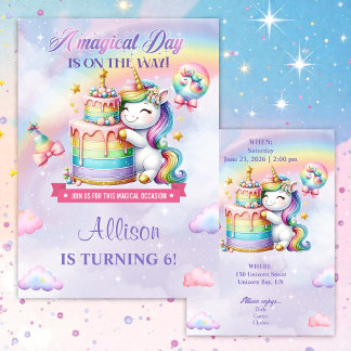Invitation pour une fête d'anniversaire de licorne
