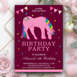 Invitation pour une fête d'anniversaire de licorne