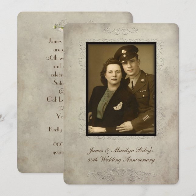 Invitation pour une fête d'anniversaire de mariage (Devant / Derrière)