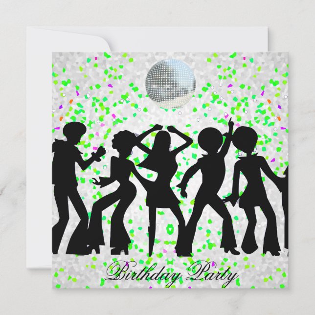 Invitation pour une fête d'anniversaire disco (Devant)