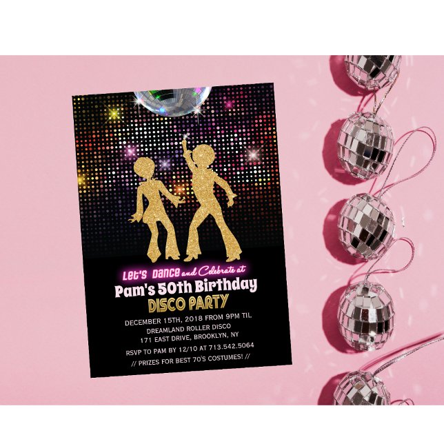 Invitation pour une fête d'anniversaire disco tout (Créateur téléchargé)
