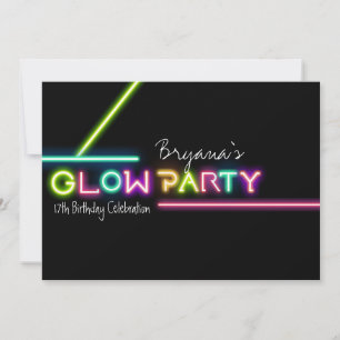 Invitation pour une fête d'anniversaire GLOW PARTY