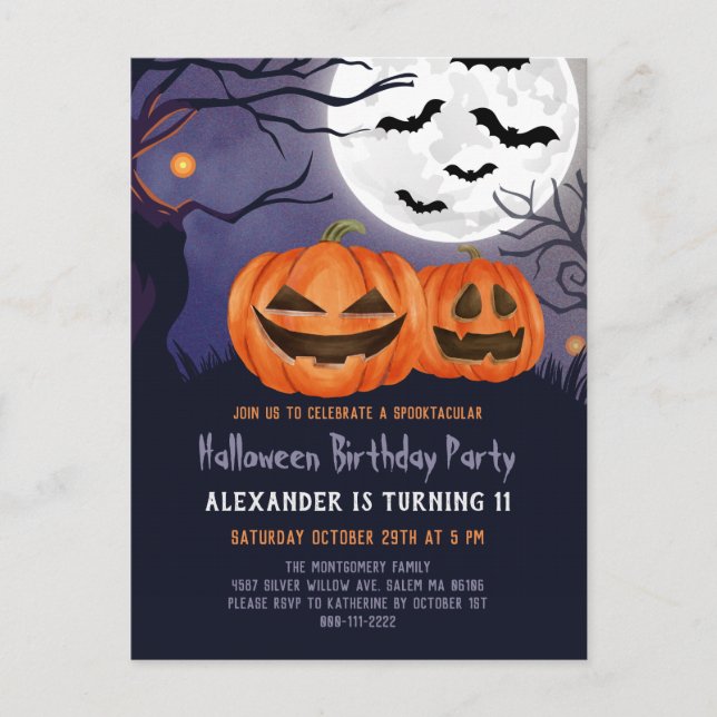 Invitation pour une fête d'anniversaire Halloween  (Devant)