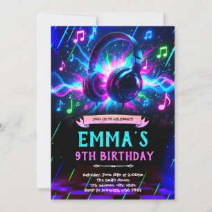 Invitation pour une fête d'anniversaire musique ne