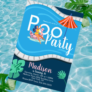 Invitation pour une fête d'anniversaire piscine mo