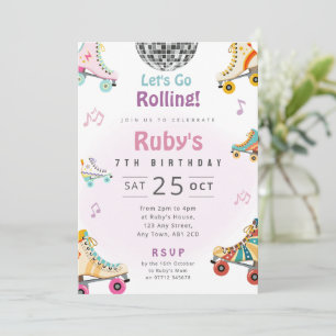 Invitation pour une fête d'anniversaire Roller Dis