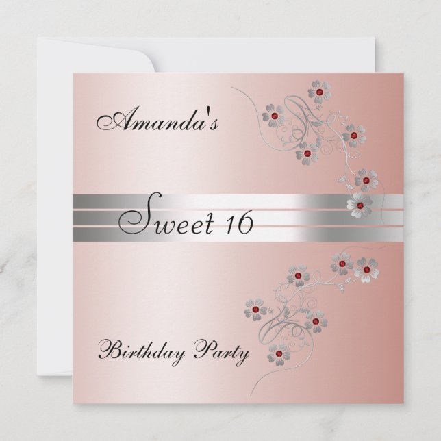 Invitation pour une fête d'anniversaire rose Sweet (Devant)