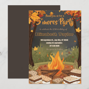 Invitation pour une fête d'anniversaire S'mores –