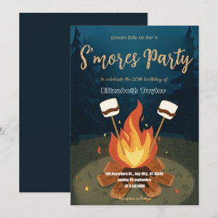 Invitation pour une fête d'anniversaire S'mores –
