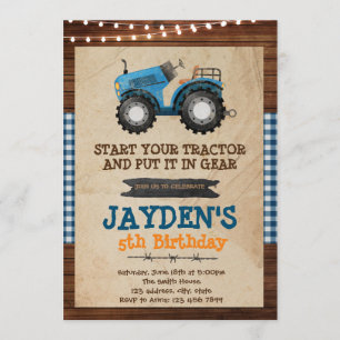 Invitation pour une fête d'anniversaire tracteur b