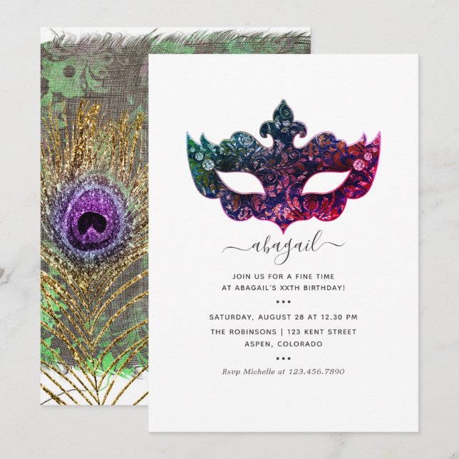 Invitation pour une fête d'anniversaire tropicale  (Devant / Derrière)