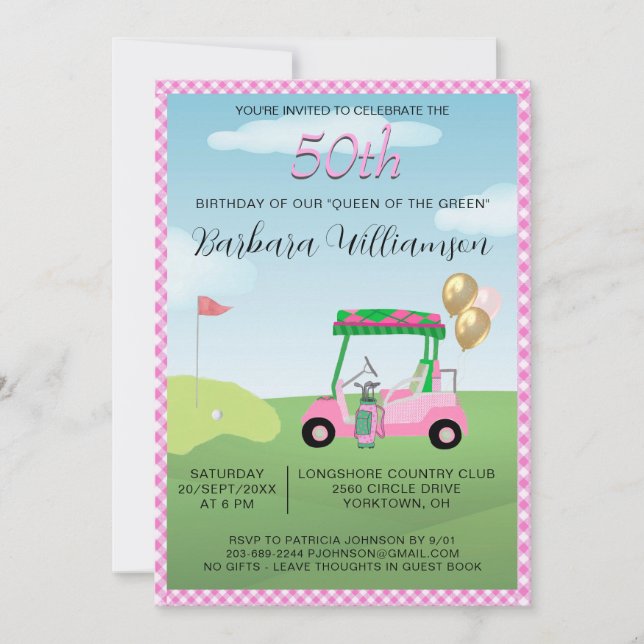 Invitation pour une fête de 50 ans sur le thème de (Devant)