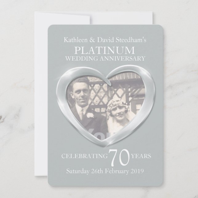 Invitation pour une fête de 70 ans de mariage au c (Devant)