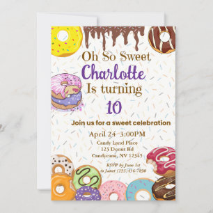 Invitation pour une fête de donuts Oh So Sweet