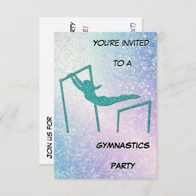 Invitation pour une fête de gymnastique scintillan (Devant / Derrière)