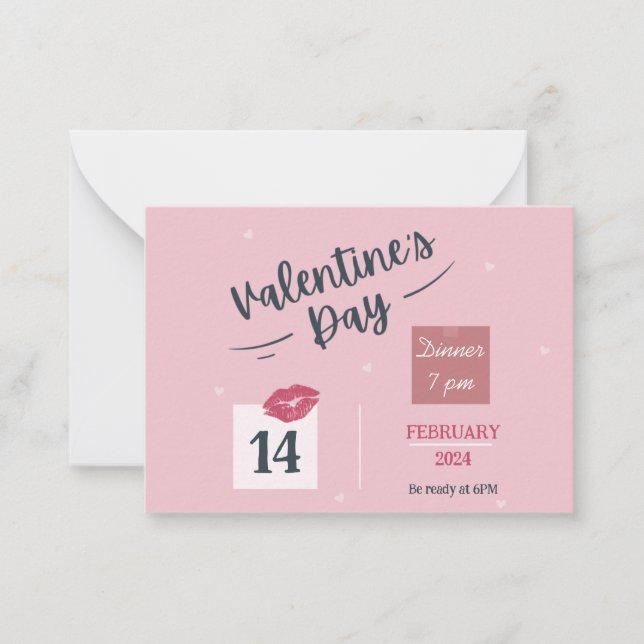 Invitation pour une fête de la Saint-Valentin rose (Devant)