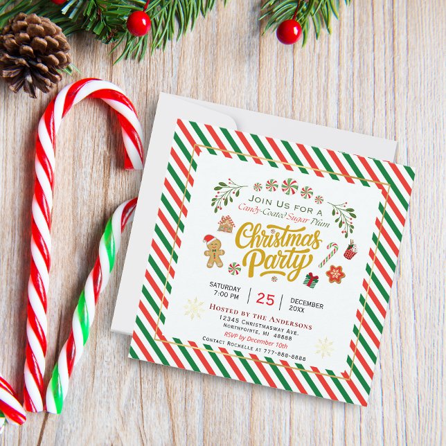 Invitation pour une fête de Noël au bonbon enrobé  (Créateur téléchargé)