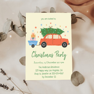 Invitation pour une fête de Noël dans une voiture