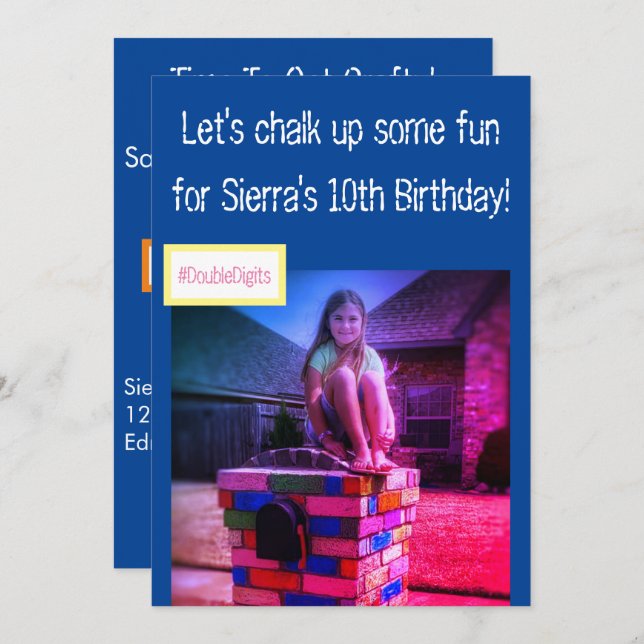 Invitation pour une fête de peinture à la craie cr (Devant / Derrière)